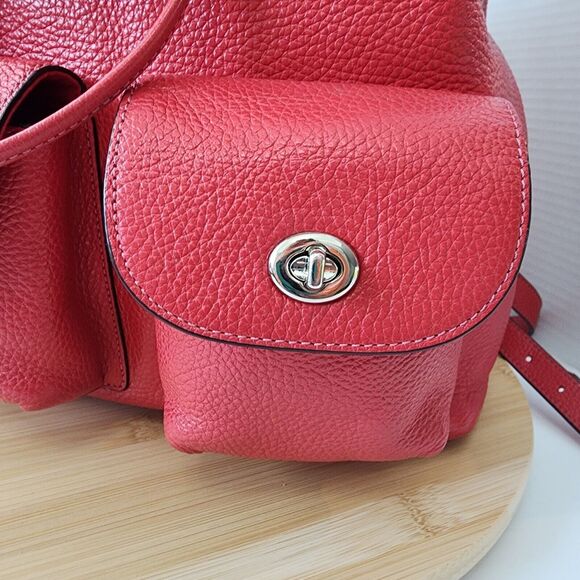 COACH Billie Rucksack Backpack bag purse Red Pebbled Leather with COA Vtg F29008 main image 16